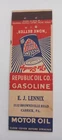 E Lennix Republic Oil Carrick Pa Matchcover Lot 978 No Tariff Fee