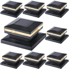 Dynaming 8 Pack Solar Post Lights, Outdoor Decorative Post Cap Light, Solar