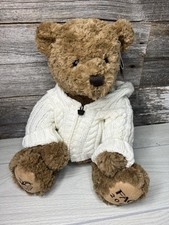 Teddy Bear Plush 18" Cable Knit Sweater Hooded Toys R Us FAO Schwarz Tags 2010