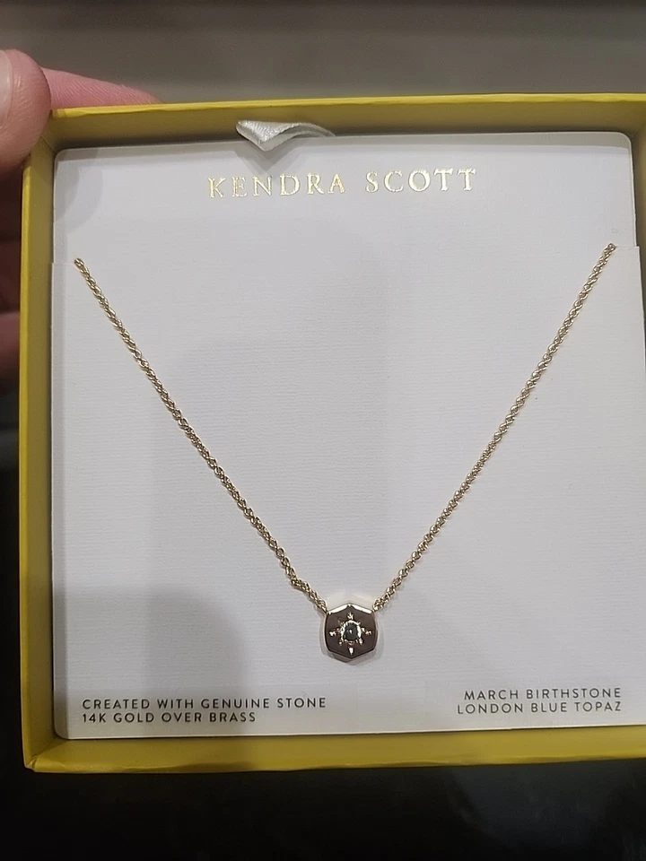 Kendra Scott Riley Gold Tone Necklace Blue Topaz - New in Box - March Birthstone - Image 2 of 4