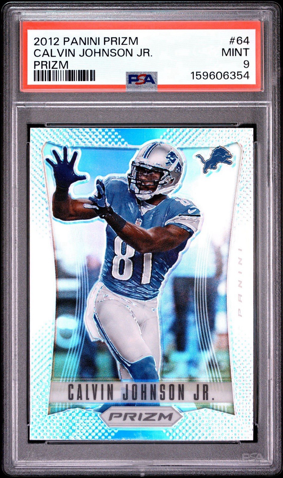 2012 Panini Prizm Silver Prizm Calvin Johnson Jr #64 PSA 9 Lions