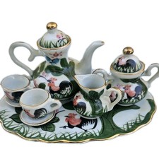 Miniture Porcelain Rooster Tea Set