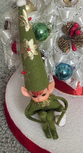 Vtg Handmade Bows Ribbon Bulbs Christmas Tree Knee Huggers Pixie Elves Cone Hat - Picture 6 of 22