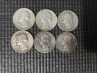 Lot of 6 90% Silver Washington Quarters Circulated 1941-1964