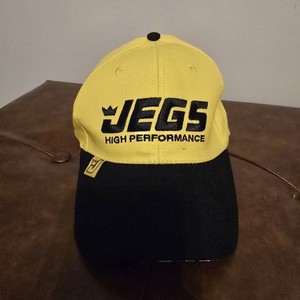 JEGS High Performance Racing Baseball Hat Cap Yellow And Black Adjustable NEW