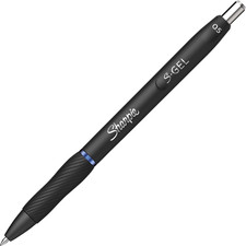 S-Gel Fine Point 0.5mm Retractable Gel Pens, Blue Ink, Black Barrel, Dozen