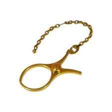 Hermes Glove Holder Filou Key Chain Bag Charm Gloves Clip Gold Metal