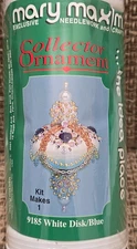 Mary Maxim Bead, Sequin Push Pin Christmas Ornament Kit White Saturn Disk #9185