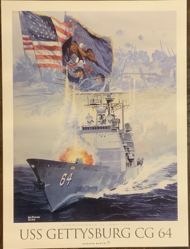 USS Gettysburg CG-64 Commissioning Poster Navy Aegis Cruiser 18 X 24
