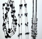 COSTUME JEWELRY NECKLACE  LOT VTG -NOW BEADED FAUX PEARL & LUCITE BEADS GREY BLK — photo 5