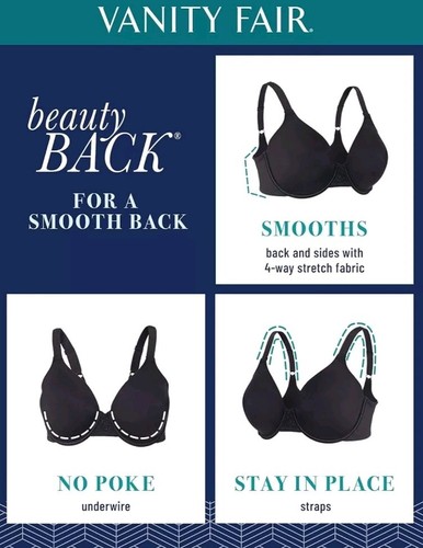NWT Vanity Fair Women’s 46C Beauty Back Full Figure Underwire Bra 76380 - Picture 3 of 5
