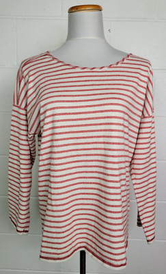 Womens Madewell Striped Chart Tee Kilt Red Long Sleeve E2728 sz M