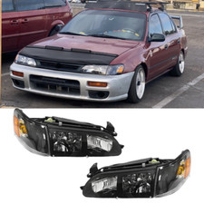 Jdm Black Headlights Corner Signal Lights Fit 1993-1997 Toyota Corolla 93-97