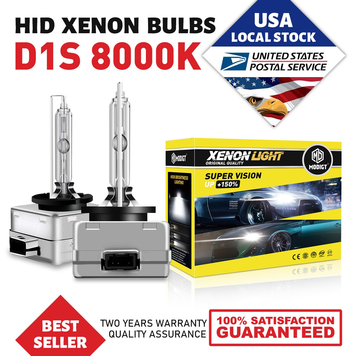 2 X Genuine D1C D1S D1R 8000K White HID Xenon Headlight Light