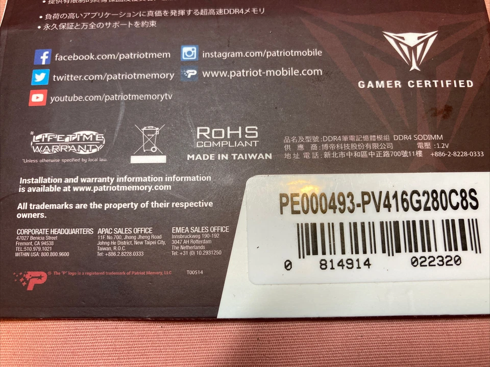patriot viper ddr4 16gb PC4-22400 2800MHz Gamer Ultra Fast Memory PE000493 Tech - Image 4 of 4