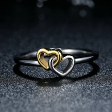 Double Heart Gorgeous Ring Valentine Day Gift Ring For Women 925 Silver plated