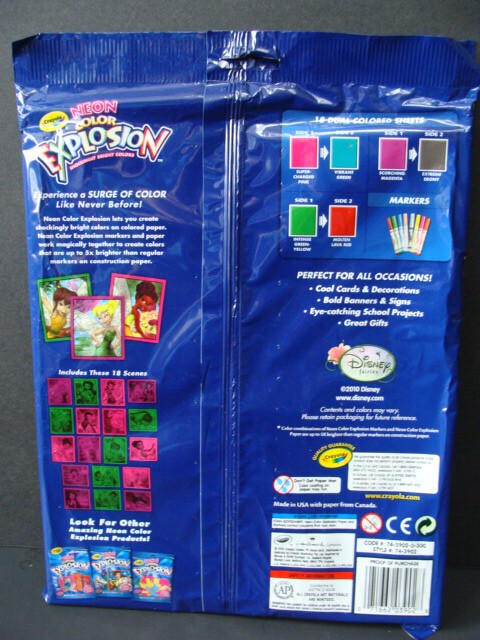 NEW Crayola Disney Fairies NEON Color Explosion 18 Sheets 8 Markers