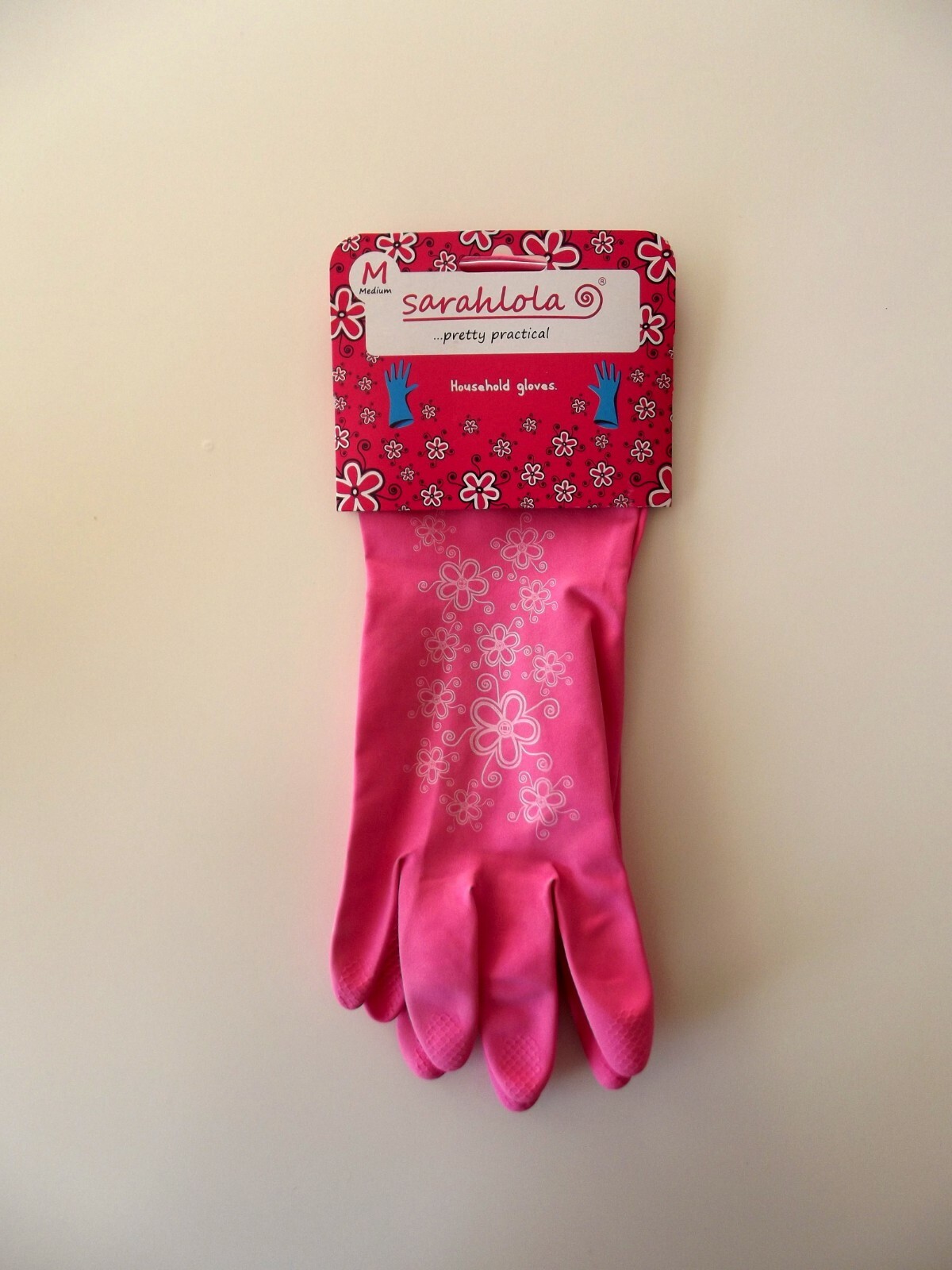 🌼 Floral Rubber Washing up Gloves in Pink or Blue, Sizes M/L, UK seller