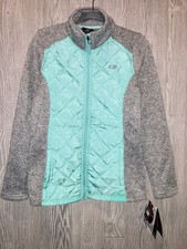 Cb Sports Performance Knit Fleece Mint Heather Grey Jacket Coat New Womens Sz M