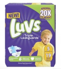Vintage 2018 Luvs Triple Leakguards Size 5 Diapers / 19 Count