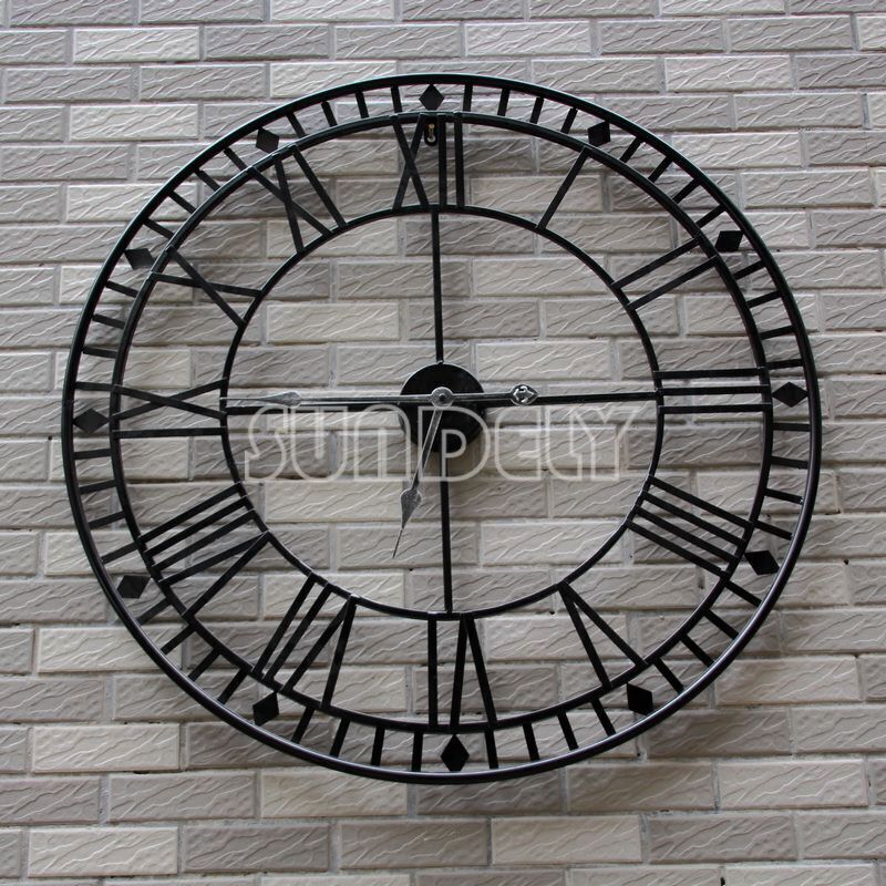 80cm Stunning Extra Large Black Metal Wall Clock Black Skeleton Wall