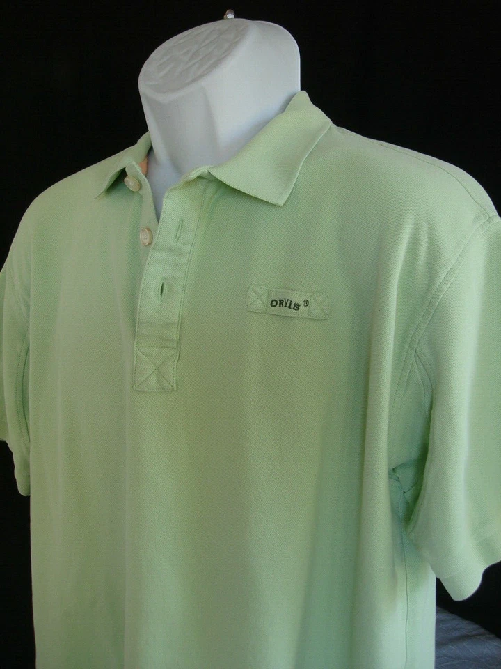 Orvis Solid Key Lime Green 100% Heavy Cotton Pique S/S Oxford Polo Shirt Sz. L - Image 4 of 4