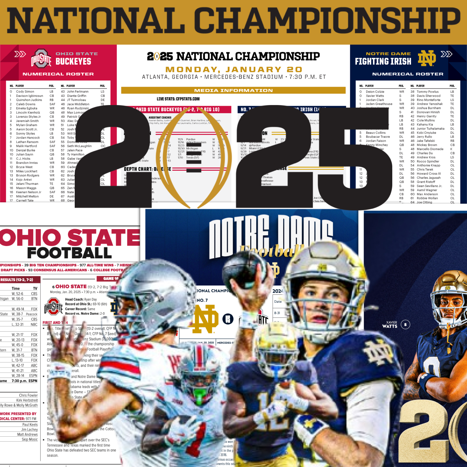 2025 Notre Dame vs Ohio State - National Championship - Flipcard & Program Notes