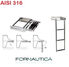 SCALETTA TELESCOPICA DA PLANCETTA A SCOMPARSA INOX 3 GRADINI PER BARCA GOMMONE