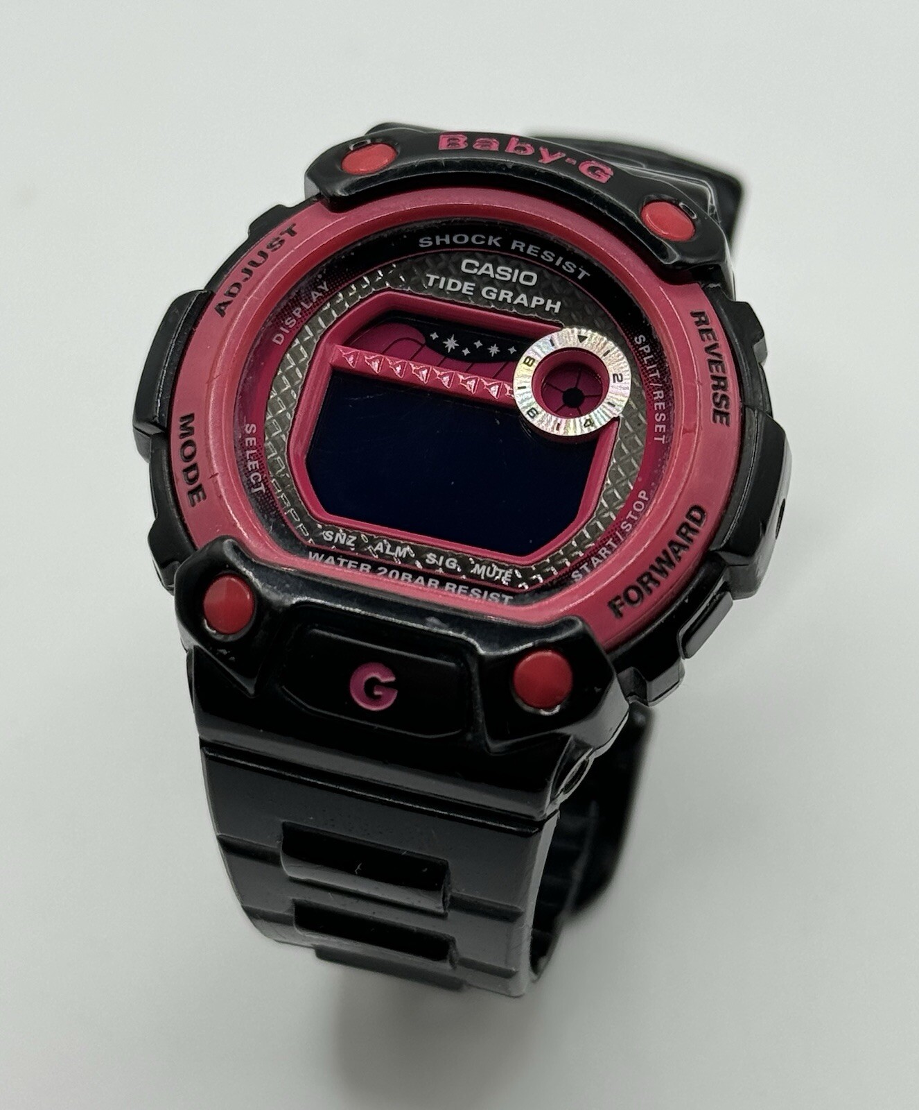 Casio Baby-G Tide Graph 3265 BLX-100 Pink/Black Watch NICE