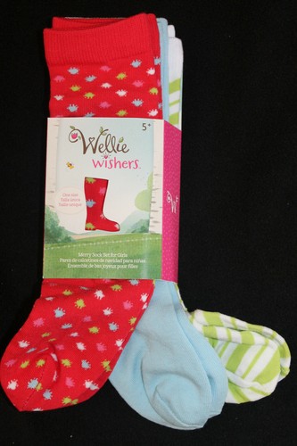 American Girl welliewishers 3pr Merry Holiday SOCK SET for GIRLS Wellies Boots - Picture 2 of 5