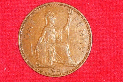 Great Britain 1961 ONE PENNY COIN QUEEN ELIZABETH II BEAUTIFUL ⭐ VINTAGE ⭐. - 第 5/16 張圖片