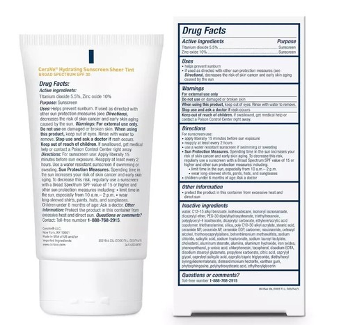50 ml CeraVe LSF 30 feuchtigkeitsspendende mineralische Sonnencreme Gesicht durchsichtige Tönung UK Verkäufer - Bild 3 von 6