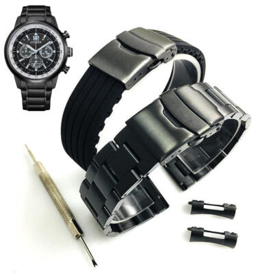 fcrb WATCH BAND オールブラックカラー Steel & Silicone Black Replacement Watch Band B620-S125201 Citizen