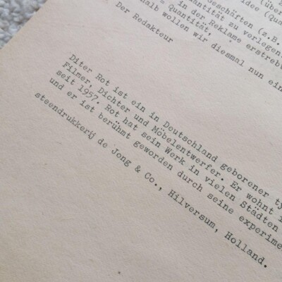 Dieter Roth / Daily Mirror Netherlands De Jong 1965 Art Book | eBay