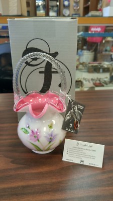 NIB FENTON PEACH CREST WATERCOLOR LTD ED. BASKET #458/1500 W/BOX