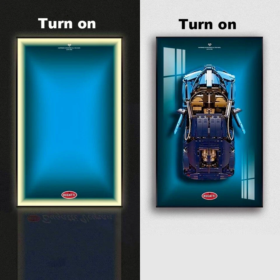 Marco de montaje en pared con pantalla LED de metal de 31,5" para LEGO 42083 Bugatti Chiron (estilo A) Foto 2 de 4