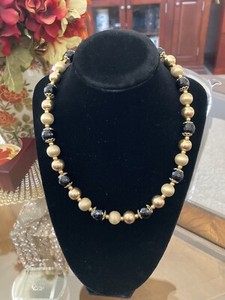 Authentic Pre-Loved Italian Onyx/Gold Plated Beaded Necklace
