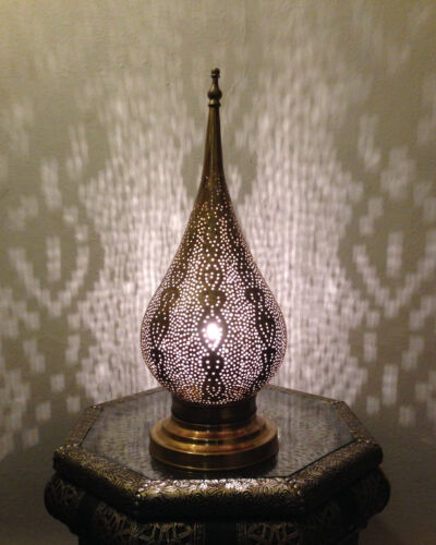 Orientalische Stehlampe Messinglampe Marrakesch Edel Tropf -M-Gold - Bild 1 von 8