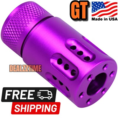 GT BLACK 2.43'' Compensator PURPLE 1/2x28 brake 22cal Slips over & Treads at .70''