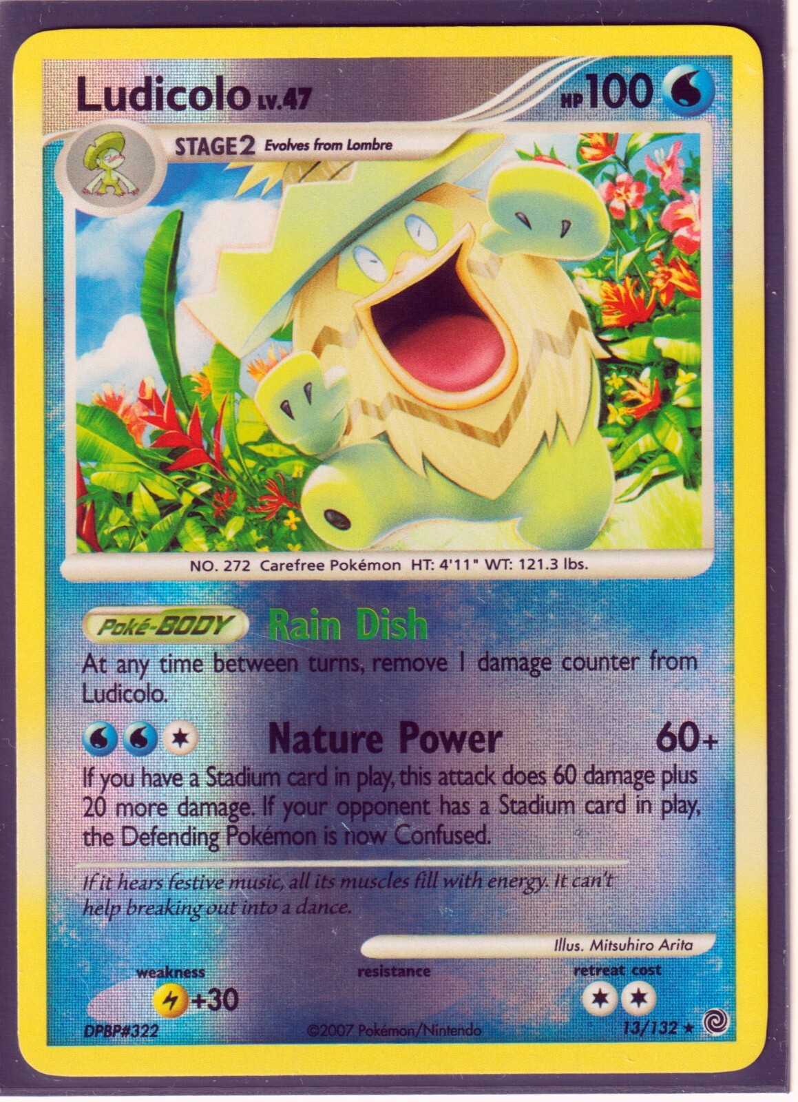 2007 LUDICOLO 13/132 D&P SECRET WONDERS POKEMON CARD-RARE REVERSE HOLO -NM
