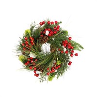 TüRkranz Weihnachten - Adventskranz Mit Pinienzapfen, Beeren Und BläTtern - 35Cm