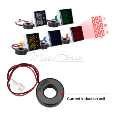 50mm 3-in-1 LED Digital Voltage Current Frequency Meter AC60-500V 0-100A 20-75Hz
