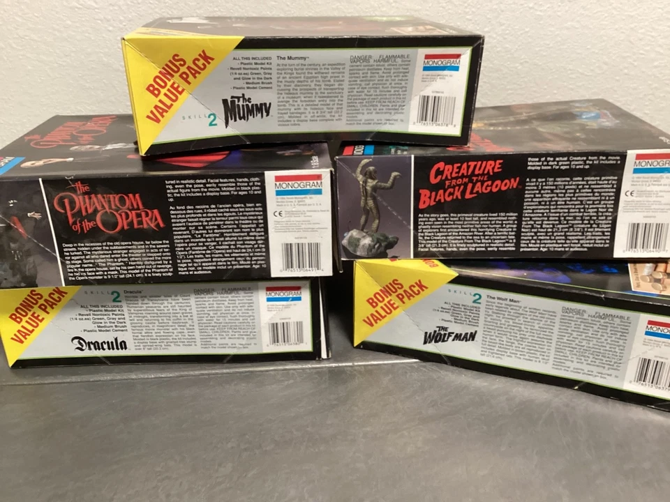 Vintage Monogram Monster Model Boxes Lot of 5 Wolfman Mummy Dracula BOX ONLY - Image 2 of 4