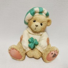 Vintage Cherished Teddies 1993 Sean Shamrock Irish Small Figurine 3"