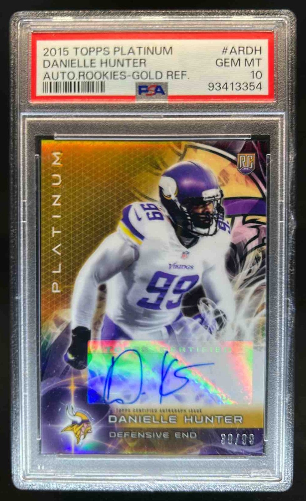 Danielle Hunter Topps Platinum Autograph Rookies #ARDH Gold Refractor