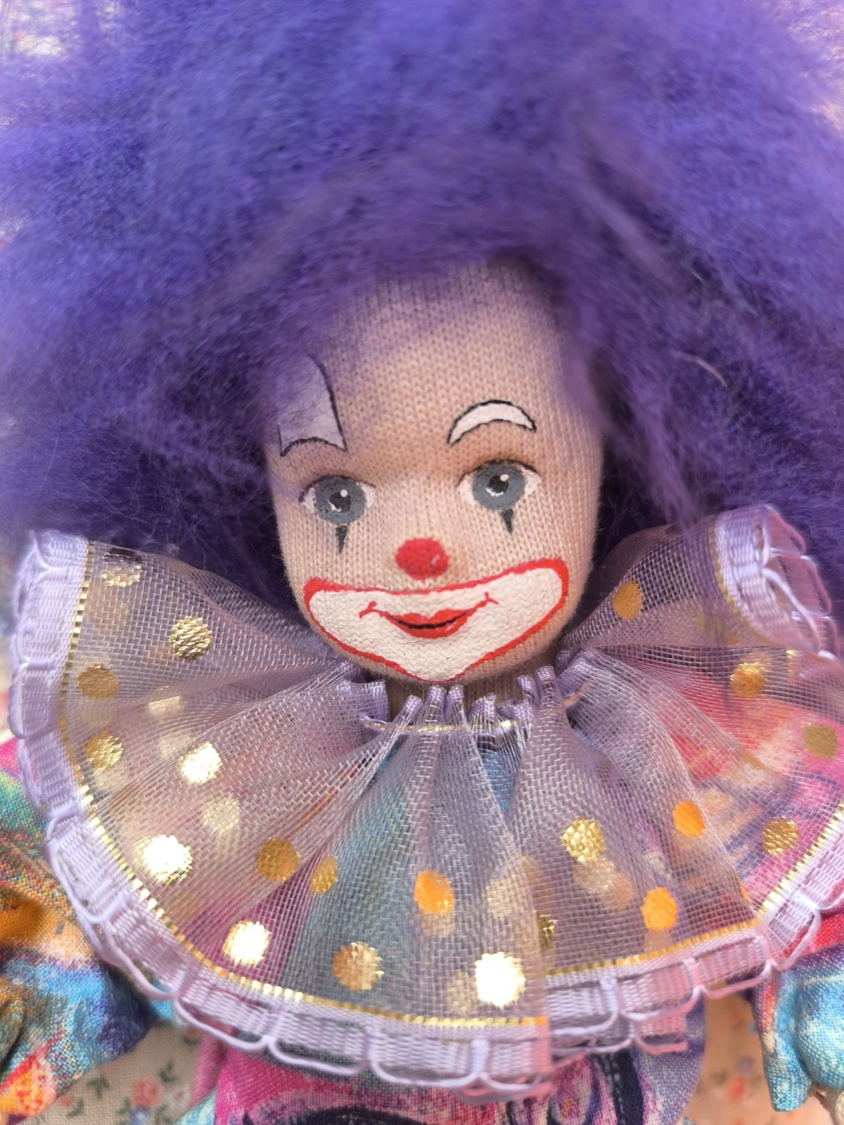 Vintage handmade Waldorf clown doll with firm head