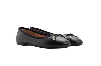Ted Bakers Womens Shoes Ballerina Flat Black Bow Almond Toe Comfort Slip-On