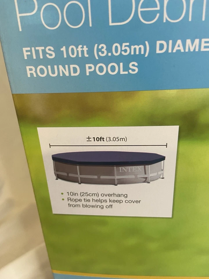(NEW) Intex 10 Foot Easy Set Round Above Ground Pool Debris Vinyl Cover Blue - Image 2 of 3