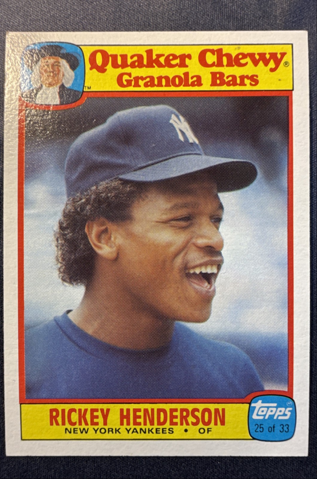 1986 Topps Quaker Chewy Granola Bars - Rickey Henderson #25 BS12