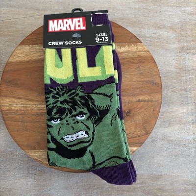 New Marvel The Incredible Hulk Crew Socks Size 9-13 Purple Green Black